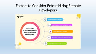 Factors to Consider Before Hiring Remote
Developers