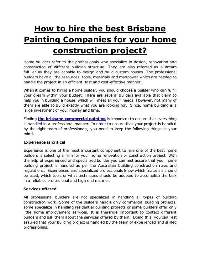 How to hire the best brisbane painting companies for your home