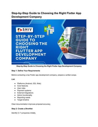 Guide to Choosing Flutter App Development Company 2026 | PDF