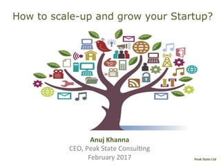 Peak	State	Ltd	
How to scale-up and grow your Startup?
Anuj	Khanna		
CEO,	Peak	State	Consul1ng	
February	2017	
 