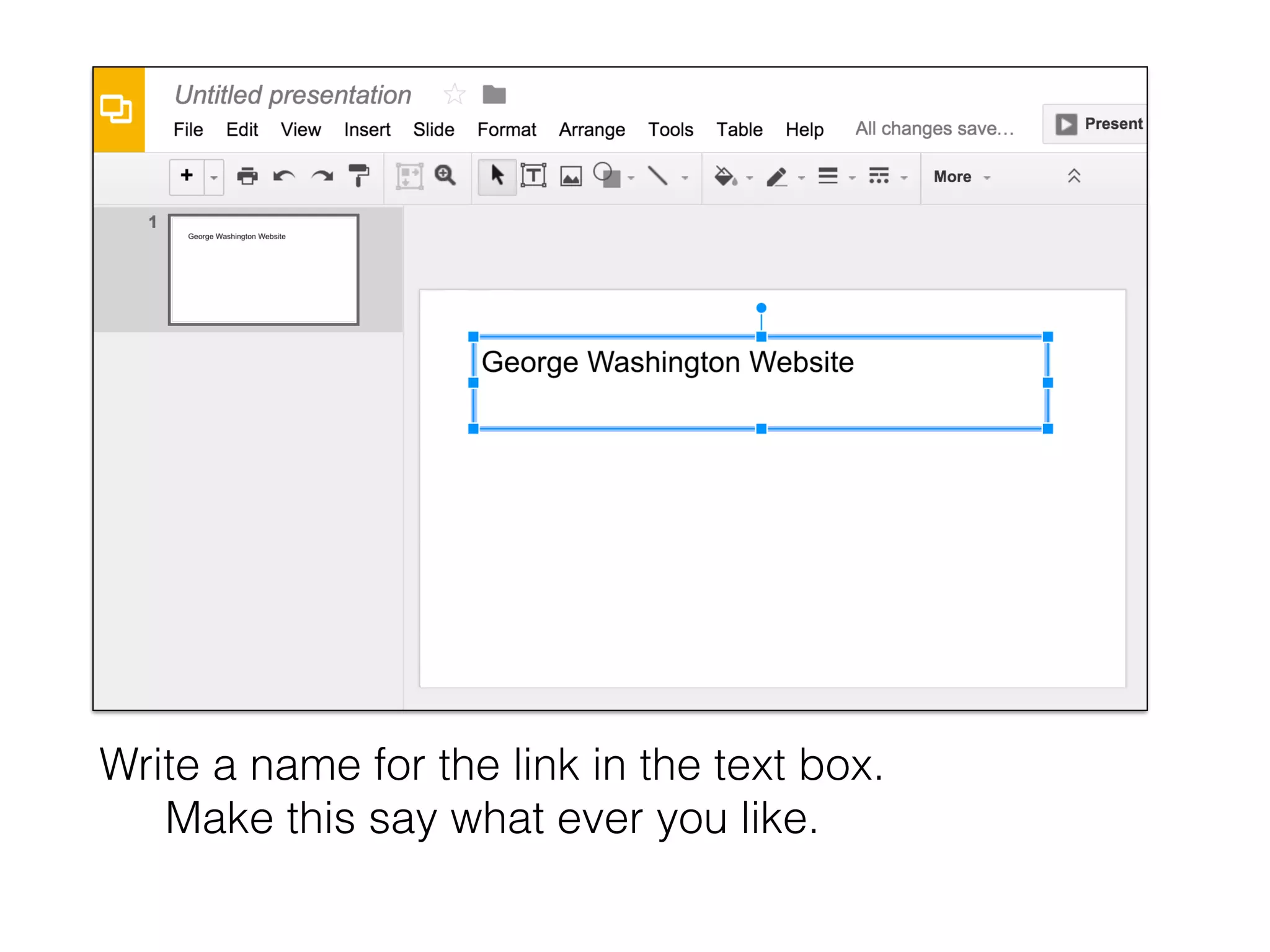 Write a name for the link in the text box.