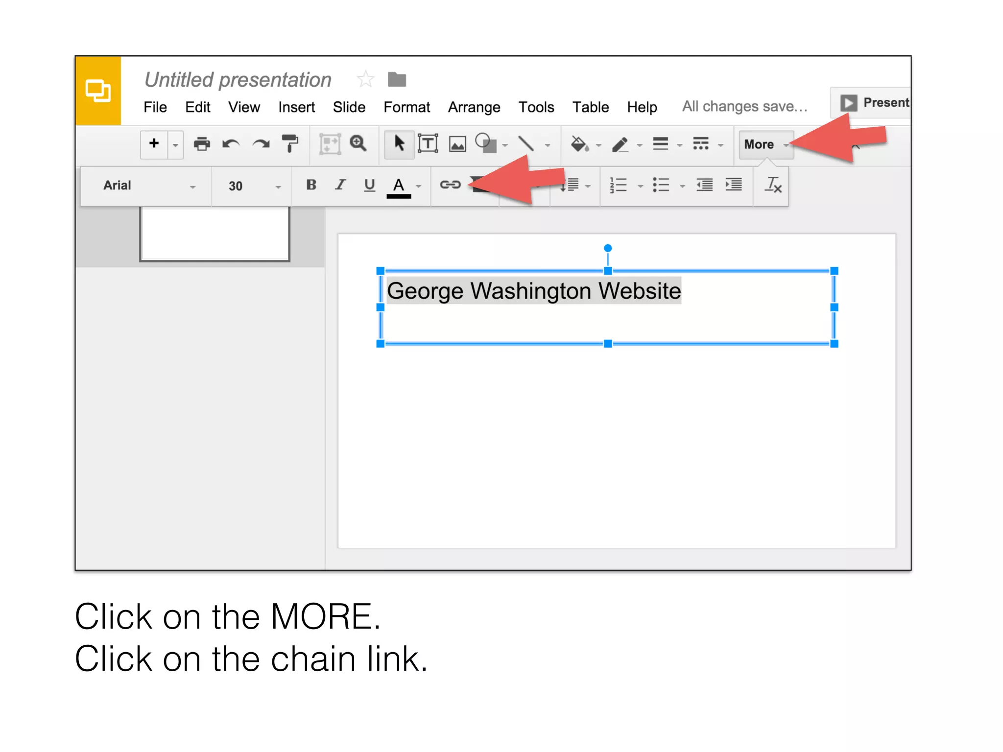 Click on the MORE.
Click on the chain link.