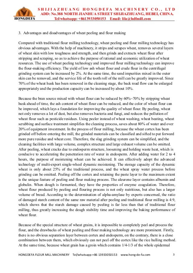 Advantages and disadvantages of wheat peeling and flour making in wheat