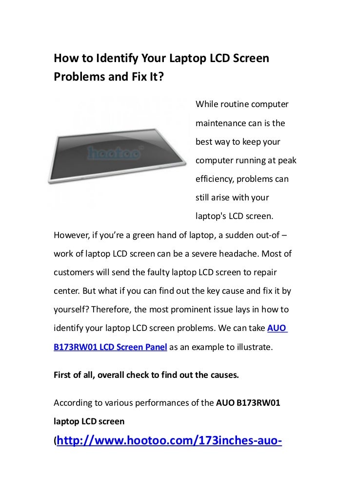 How to identify your laptop lcd screen problems and fix it