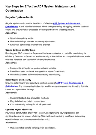 How To Implement ADP System Maintenance & Optimization For Maximum ...