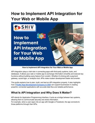 API Integration Essentials for Web and Mobile Applications | PDF