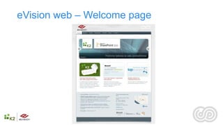 eVision web – Welcome page
 