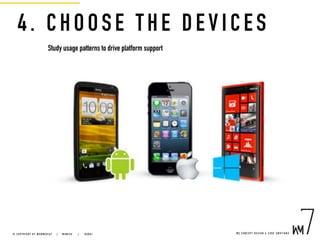 4. CHOO SE THE DEVICES
Study usage patterns to drive platform support
W E C O N C E P T D E S I G N & C O D E E M O T I O N S© C O P Y R I G H T B Y W E B M E D I A 7 | M U N I C H |   D U B A I
 