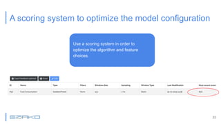 A scoring system to optimize the model configuration
22
Use a scoring system in order to
optimize the algorithm and featur...