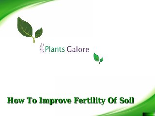 How To Improve Fertility Of SoilHow To Improve Fertility Of Soil
 
