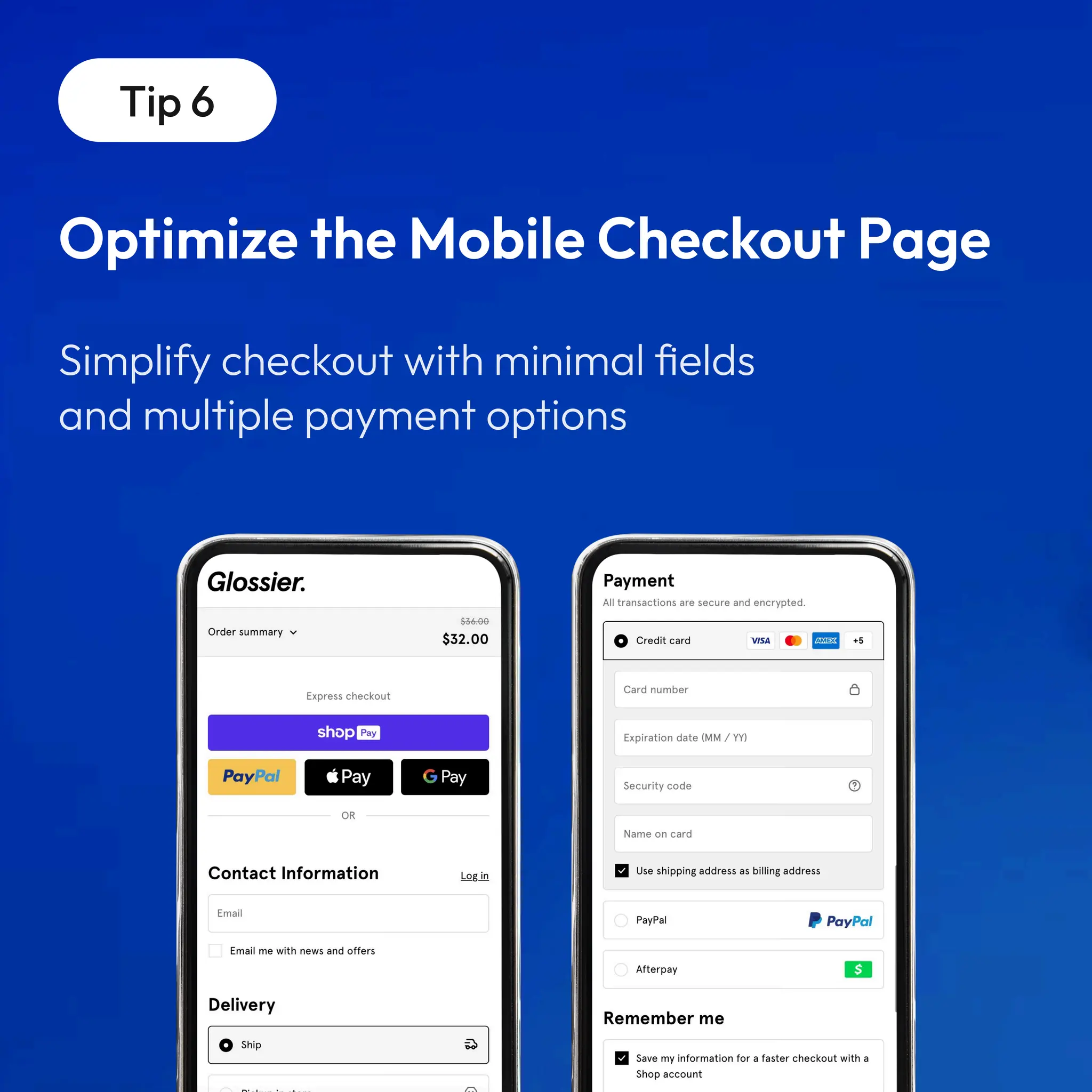 Tip 6
Optimize the Mobile Checkout Page
 