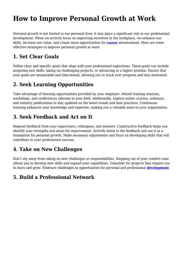 How to Improve Personal Growth at Work | PDF | Career Advice | Careers