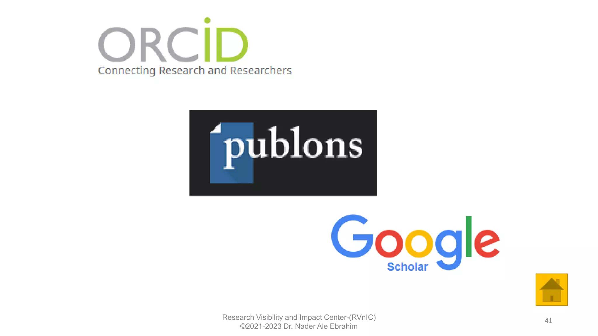 41
Research Visibility and Impact Center-(RVnIC)
©2021-2023 Dr. Nader Ale Ebrahim
 