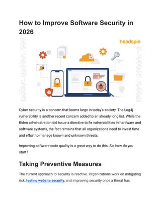 How to Improve Software Security in 2026 | PDF