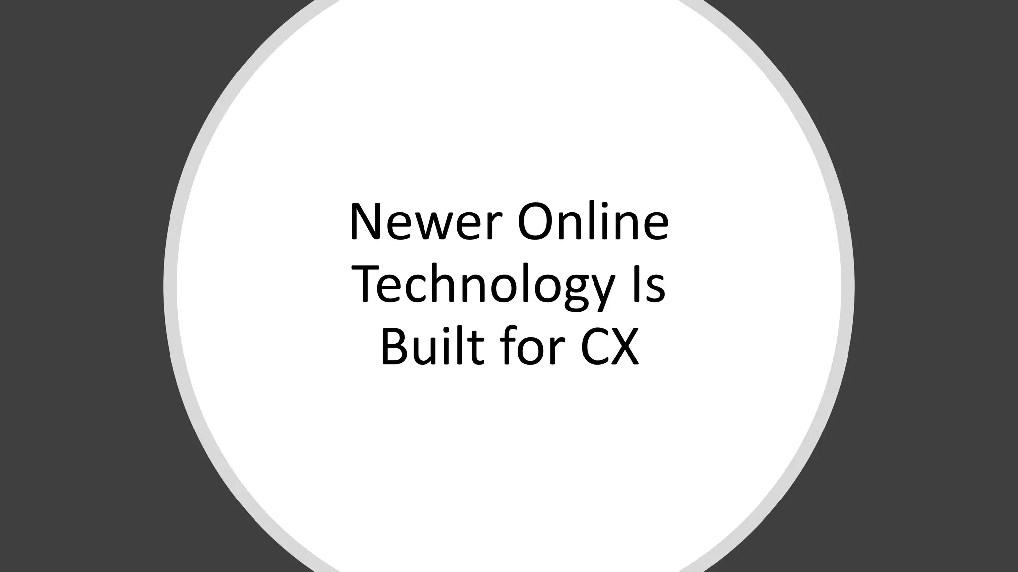 Newer	Online	
Technology	Is	
Built	for	CX
 