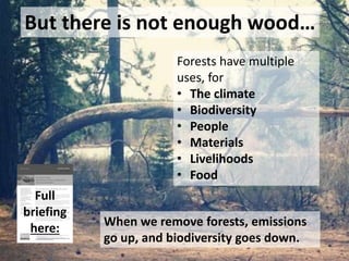 A draft of the future EU renewables policy has been
leaked to the press
If left unchanged it could mean 10 more years of EU
subsidies for damaging practices
A decision being made now
could devastate forests
Tell the EU to step up on sustainability of #EUbioenergy
to avoid harming forests and climate.
Click here to tweet.
 