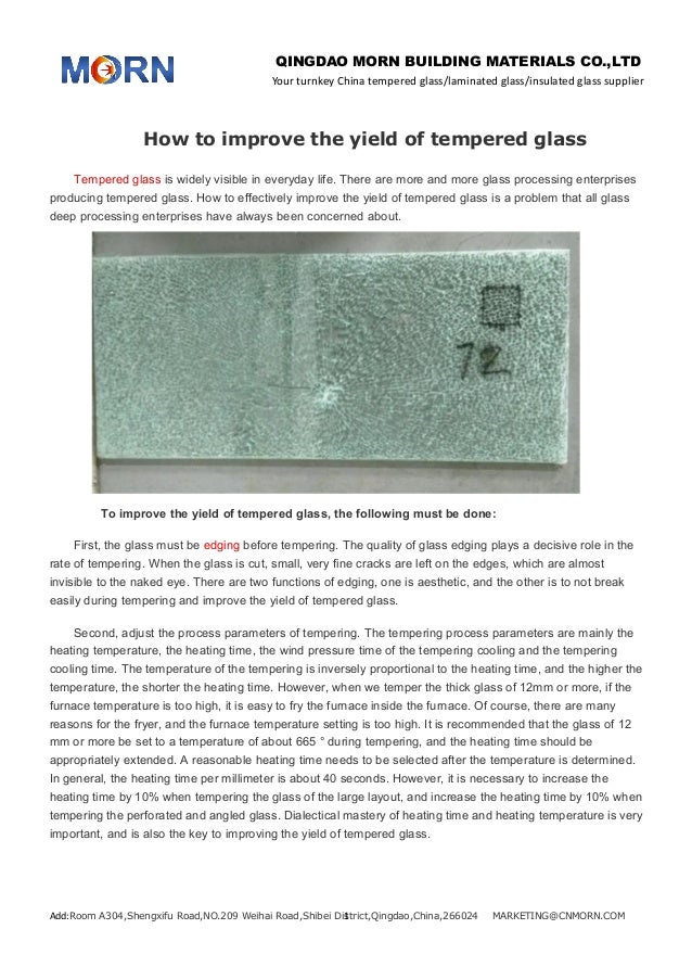 How to improve the yield of tempered glass