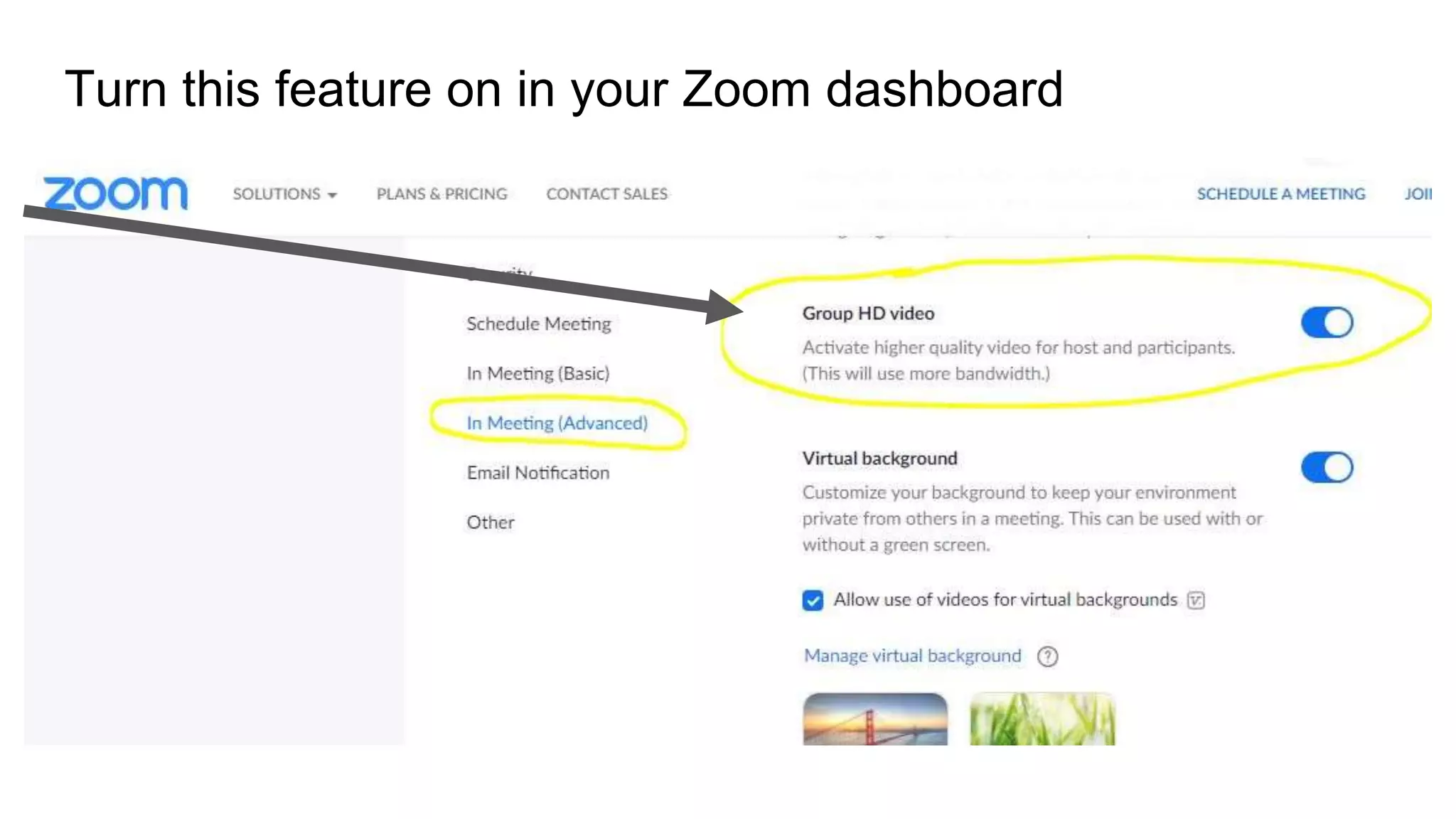 Turn this feature on in your Zoom dashboard
 