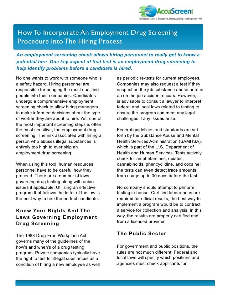 How To Incorporate An Employment Drug Screening Procedure Into The Hi
