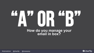 @msweezey@Uberflip#uberwebinar
“A” or “b”How do you manage your
email in box?
 