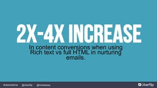 @msweezey@Uberflip#uberwebinar
2x-4x increaseIn content conversions when using
Rich text vs full HTML in nurturing
emails.
 