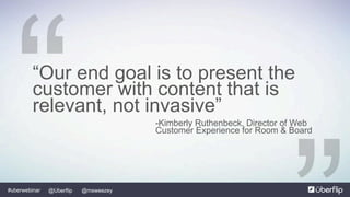 @Uberflip#uberwebinar @msweezey
“Our end goal is to present the
customer with content that is
relevant, not invasive”
-Kimberly Ruthenbeck, Director of Web
Customer Experience for Room & Board
““
 