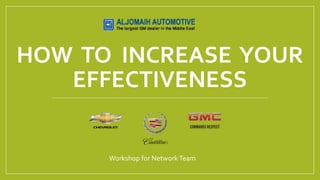 HOW TO INCREASE YOUR
EFFECTIVENESS
Workshop for NetworkTeam
 