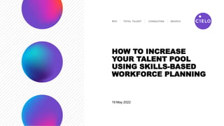 19 May 2022
HOW TO INCREASE
YOUR TALENT POOL
USING SKILLS-BASED
WORKFORCE PLANNING
 