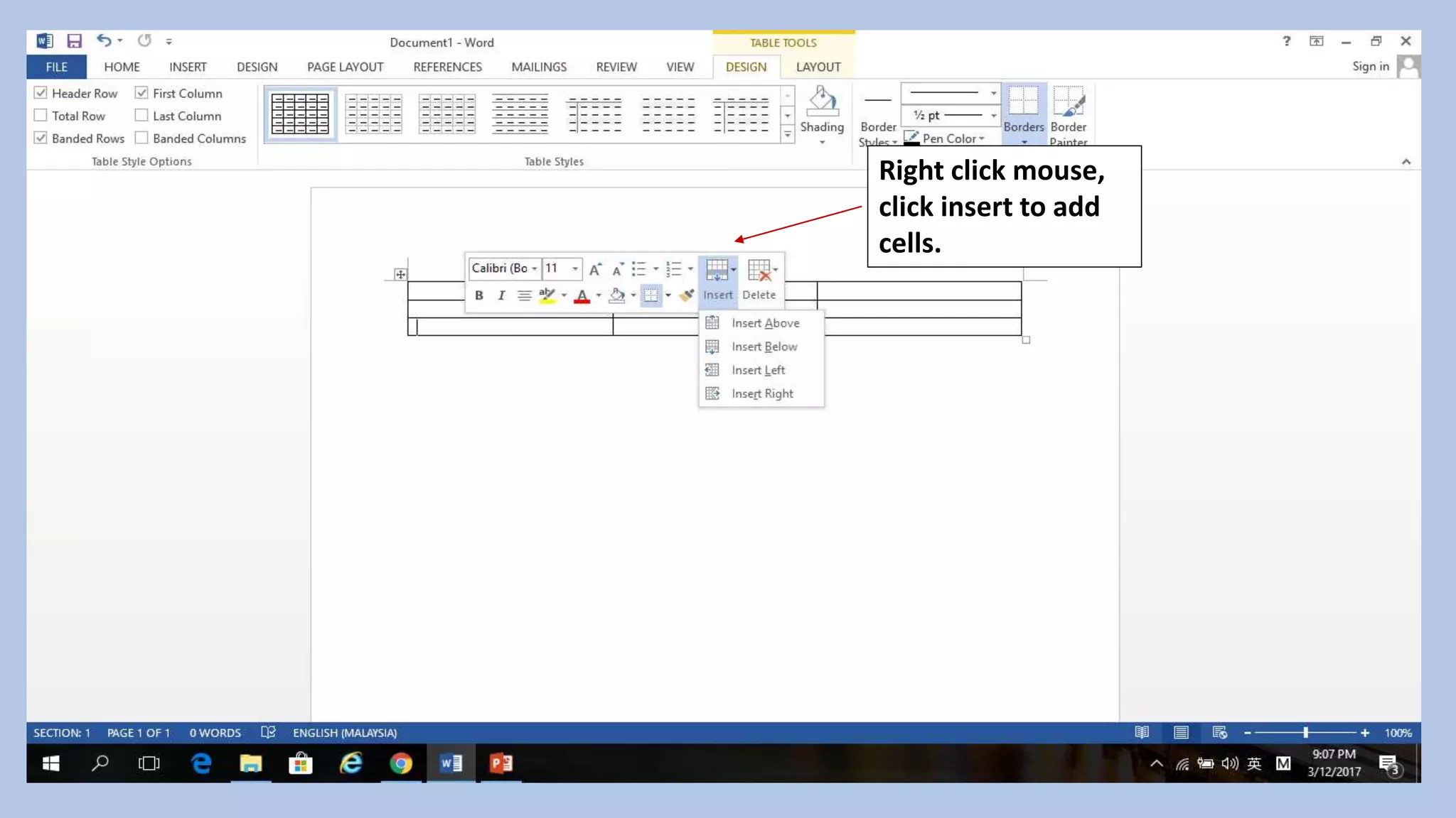 How to insert and edit table in microsoft word | PPTX | Computing ...
