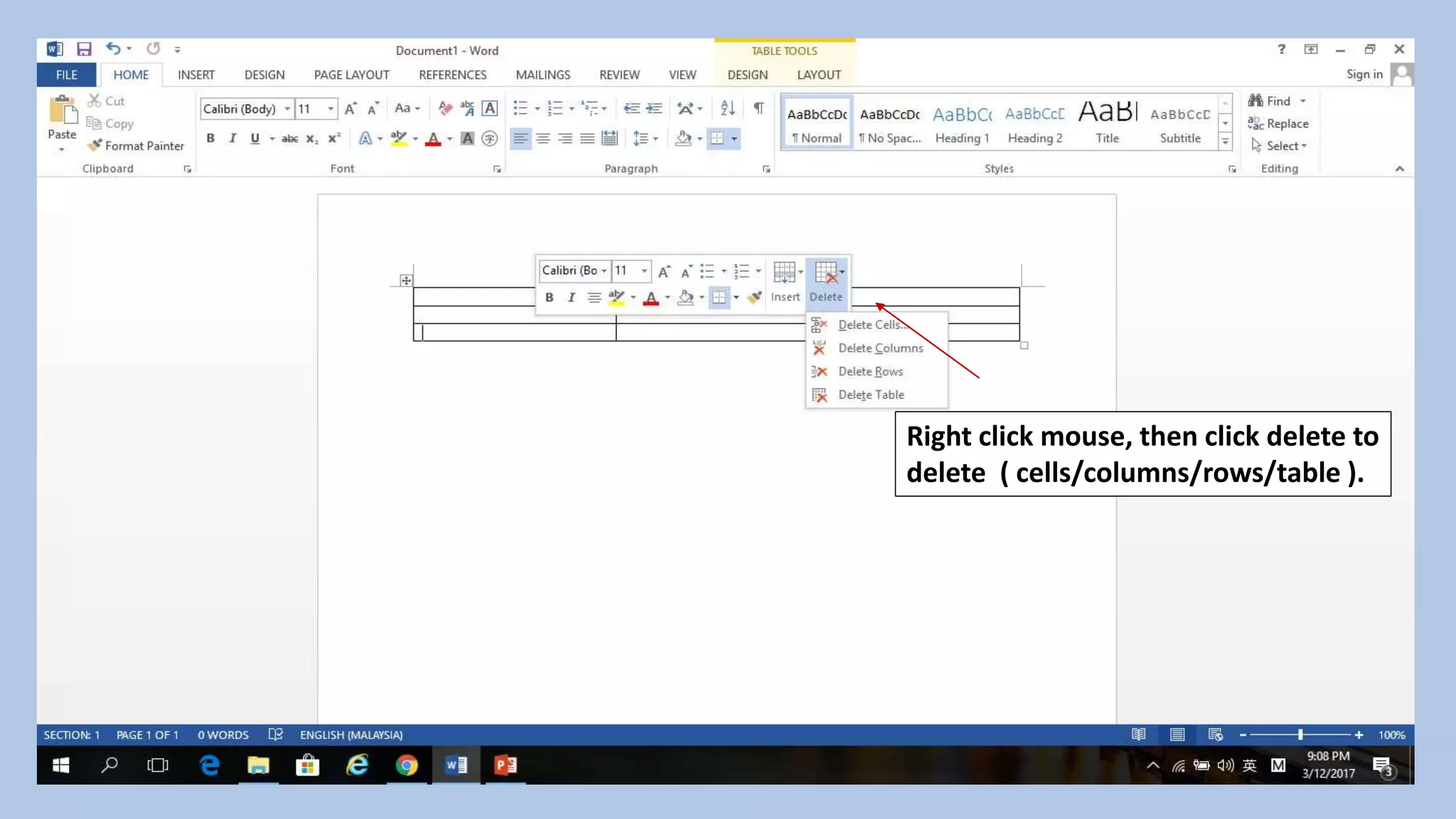 How to insert and edit table in microsoft word | PPTX | Computing ...