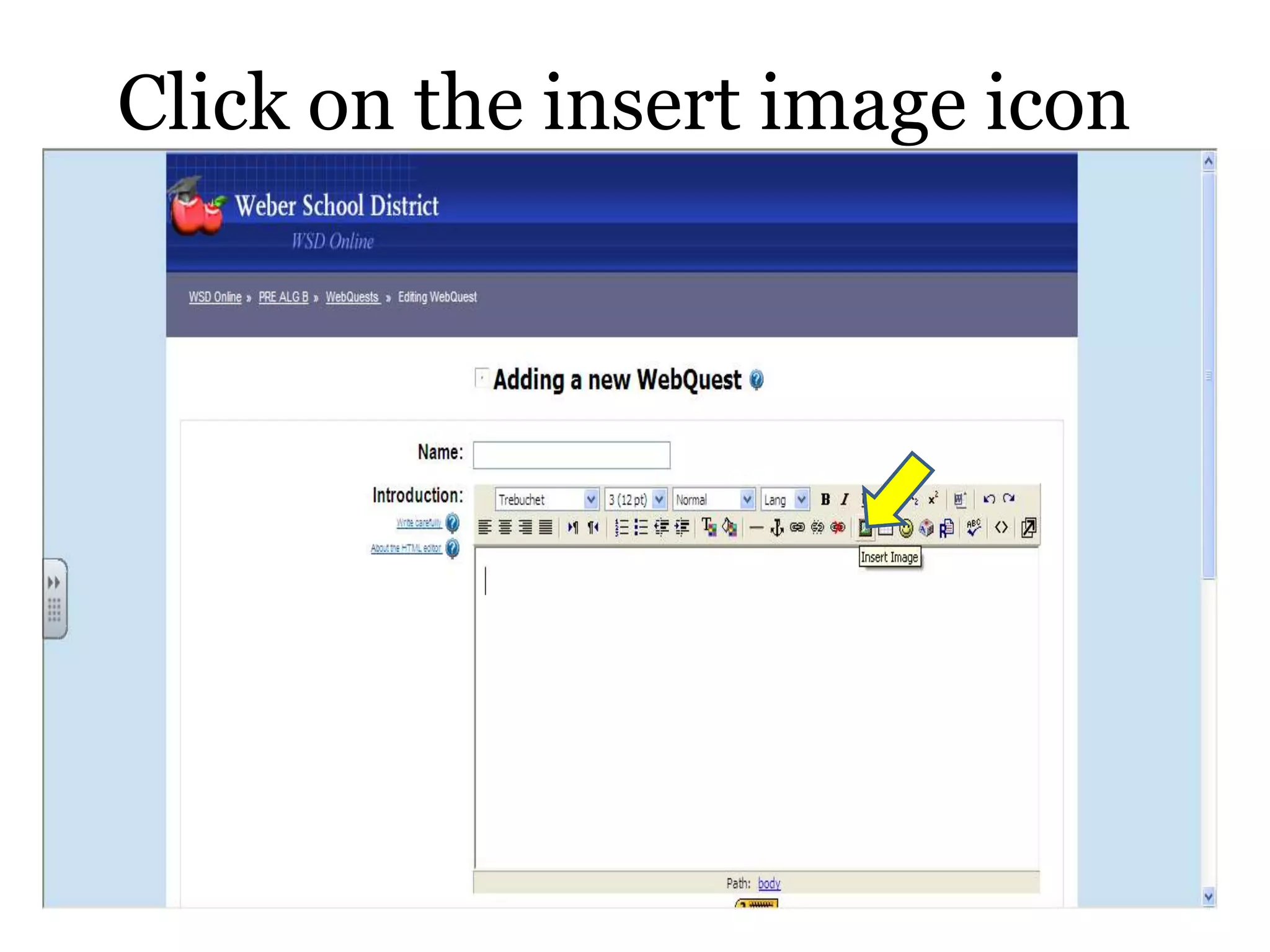 Click on the insert image icon