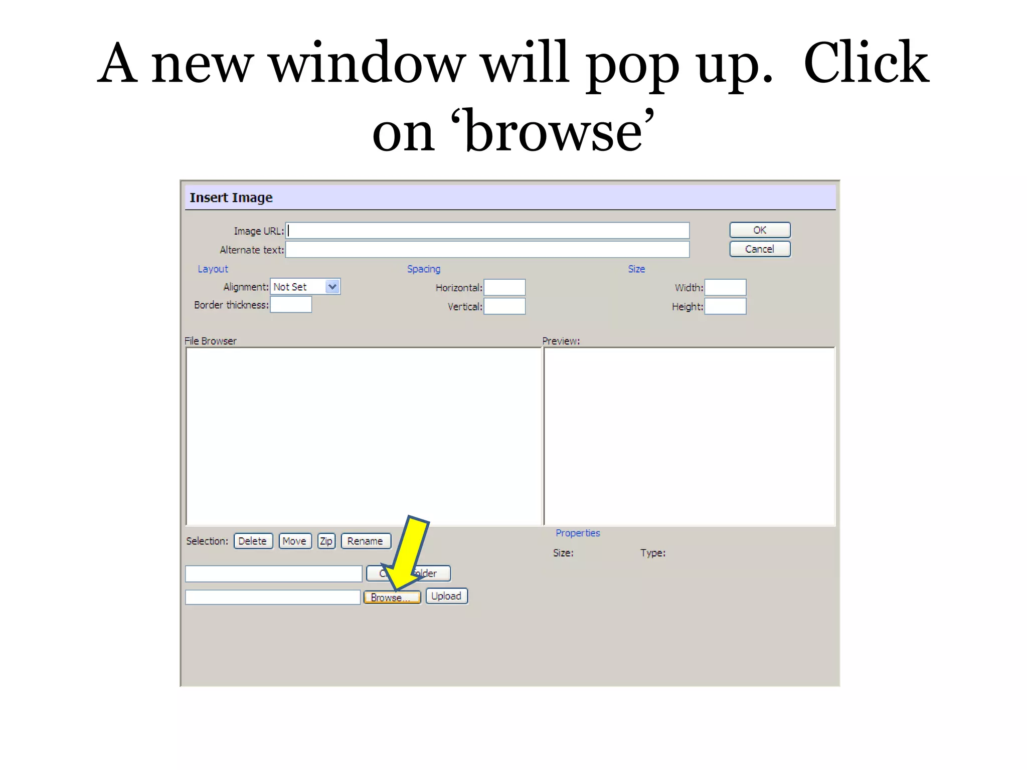 A new window will pop up.  Click on ‘browse’