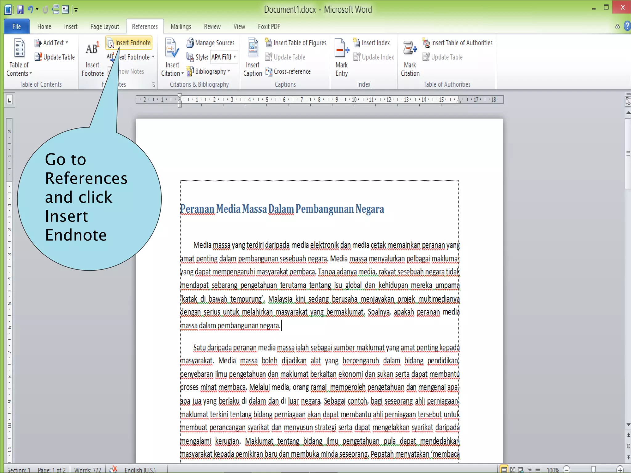 How to insert endnotes in ms word | PPT