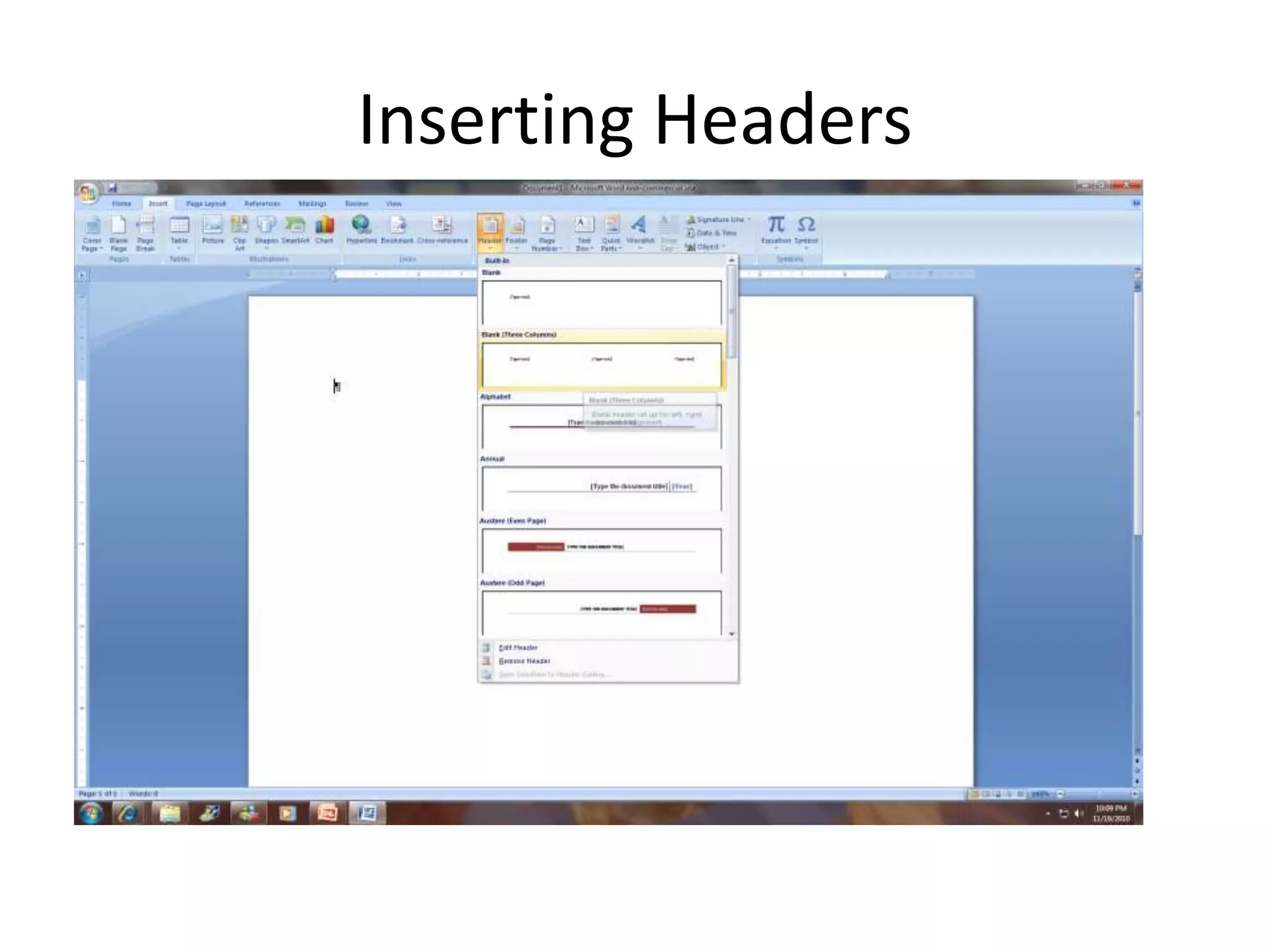 How to Insert Headers and Footers in Word 07 | PPT