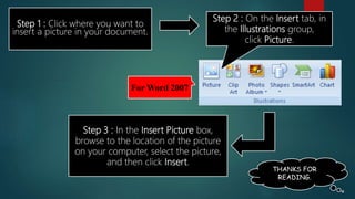 How to insert pictures in word | PPTX