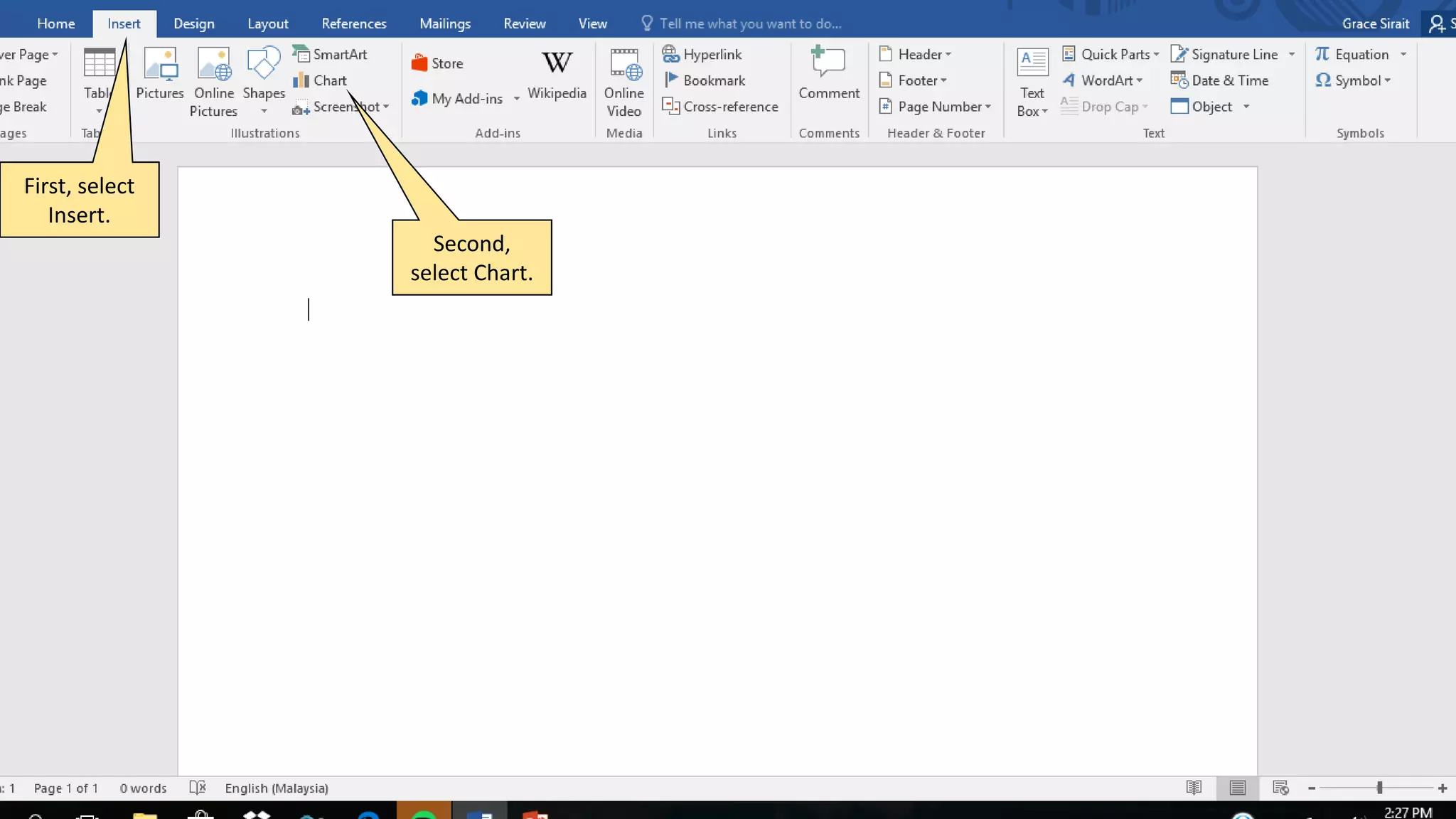 How to insert pie chart in word 2016 PDF