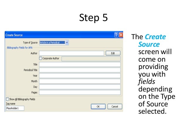 how to insert a citation in word 2013