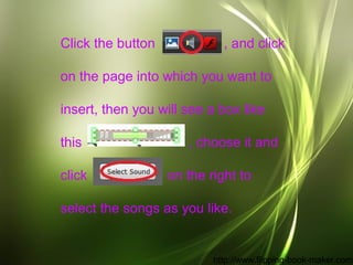 Click the button             , and click

on the page into which you want to

insert, then you will see a box like

this  ...