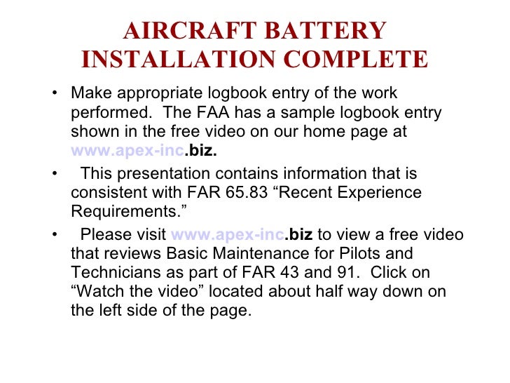 How to install aircraft battery