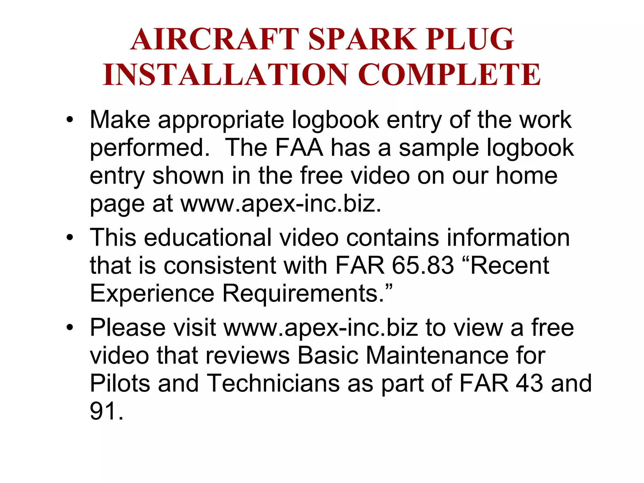 Spark Module Aircraft How to install aircraft sparkplugs | PPT