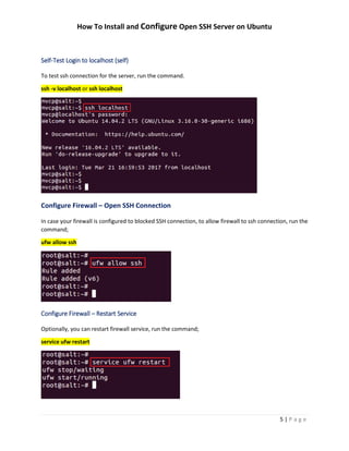 How To Install and Configure Open SSH Server on Ubuntu | PDF