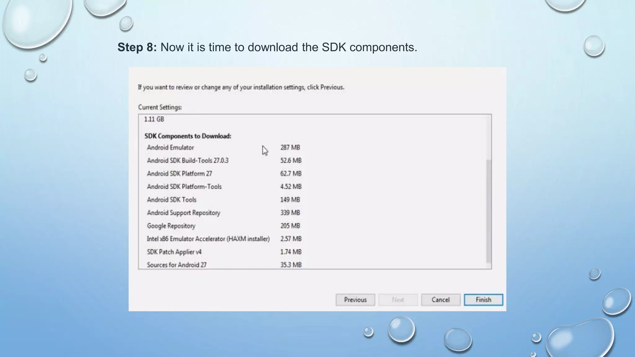 Step 8: Now it is time to download the SDK components.
 
