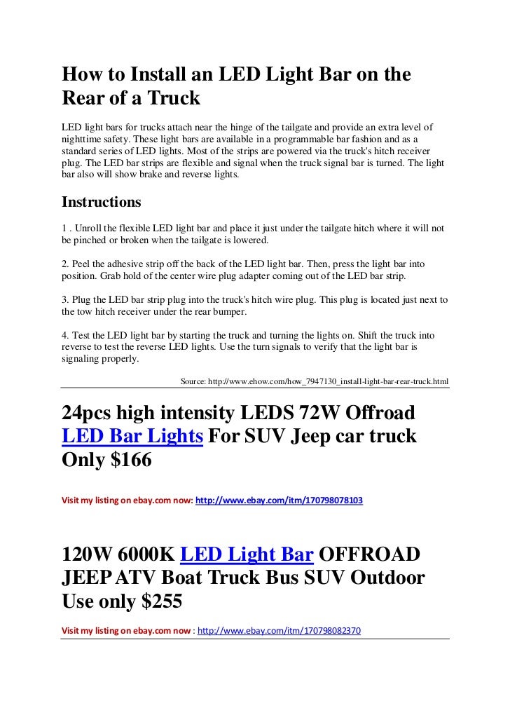 How to Install an LED Light Bar on the Rear of a Truck