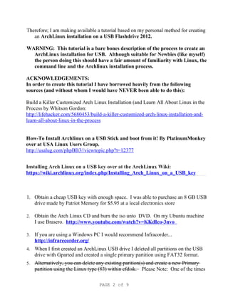 How to Install ArchLinux to a USB Flashdrive in 2012 | PDF