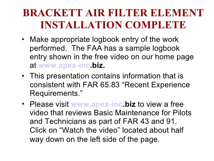 Bracket Air Filter Application Chart