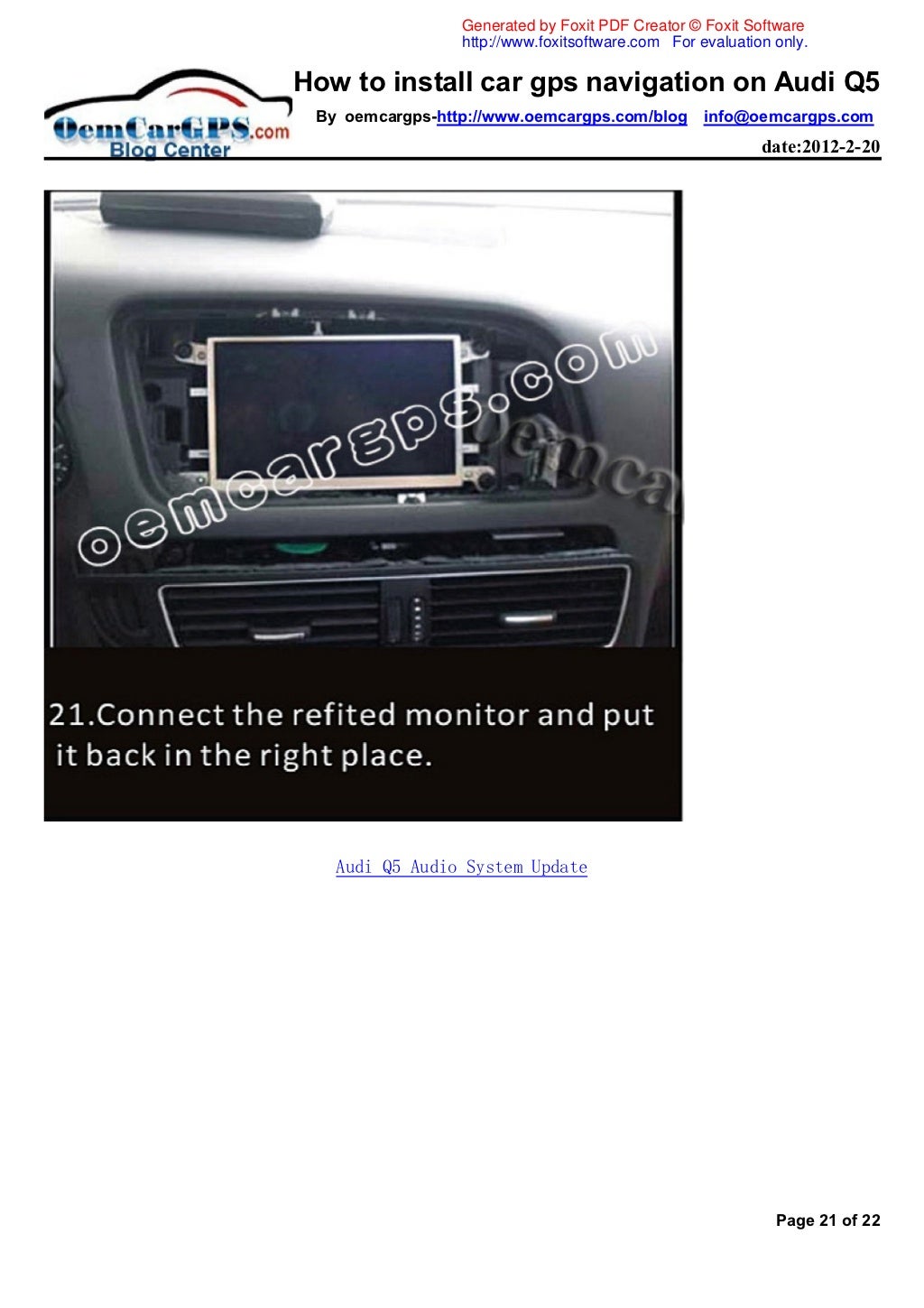How to install car gps navigation on audi q5
