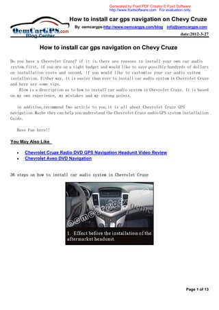 How to install car gps navigation on chevy cruze | PDF