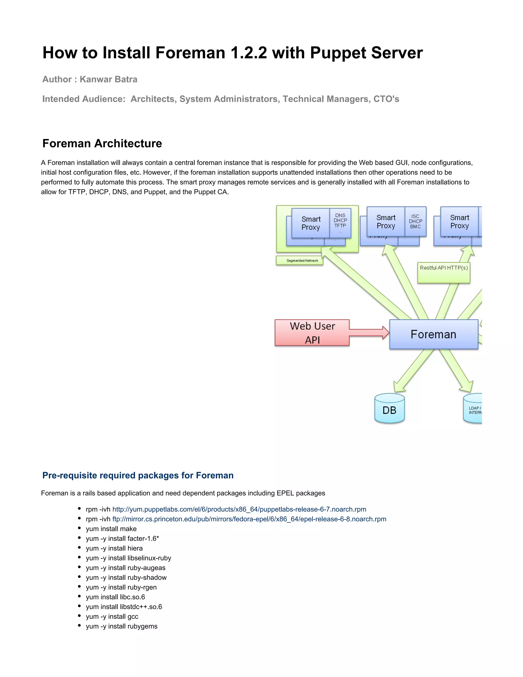 Foreman and Puppet Master Install process - Customer Used Case | PDF
