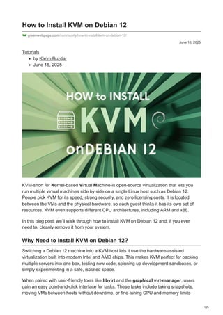 How to Install KVM (Kernel-based Virtual Machine) on Debian 12 | PDF