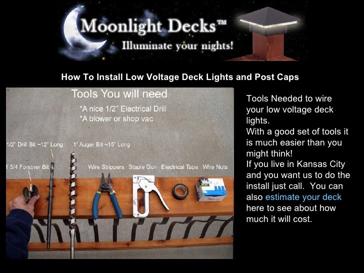 how to install low voltage deck lights and post caps